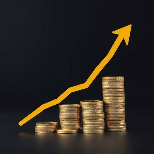 Image illustrating salary negotiation with stacked coins and upward trending arrow